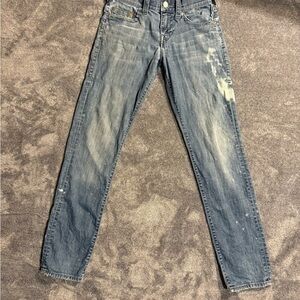 True Relgion Light Wash Jeans (Bleach Damage)